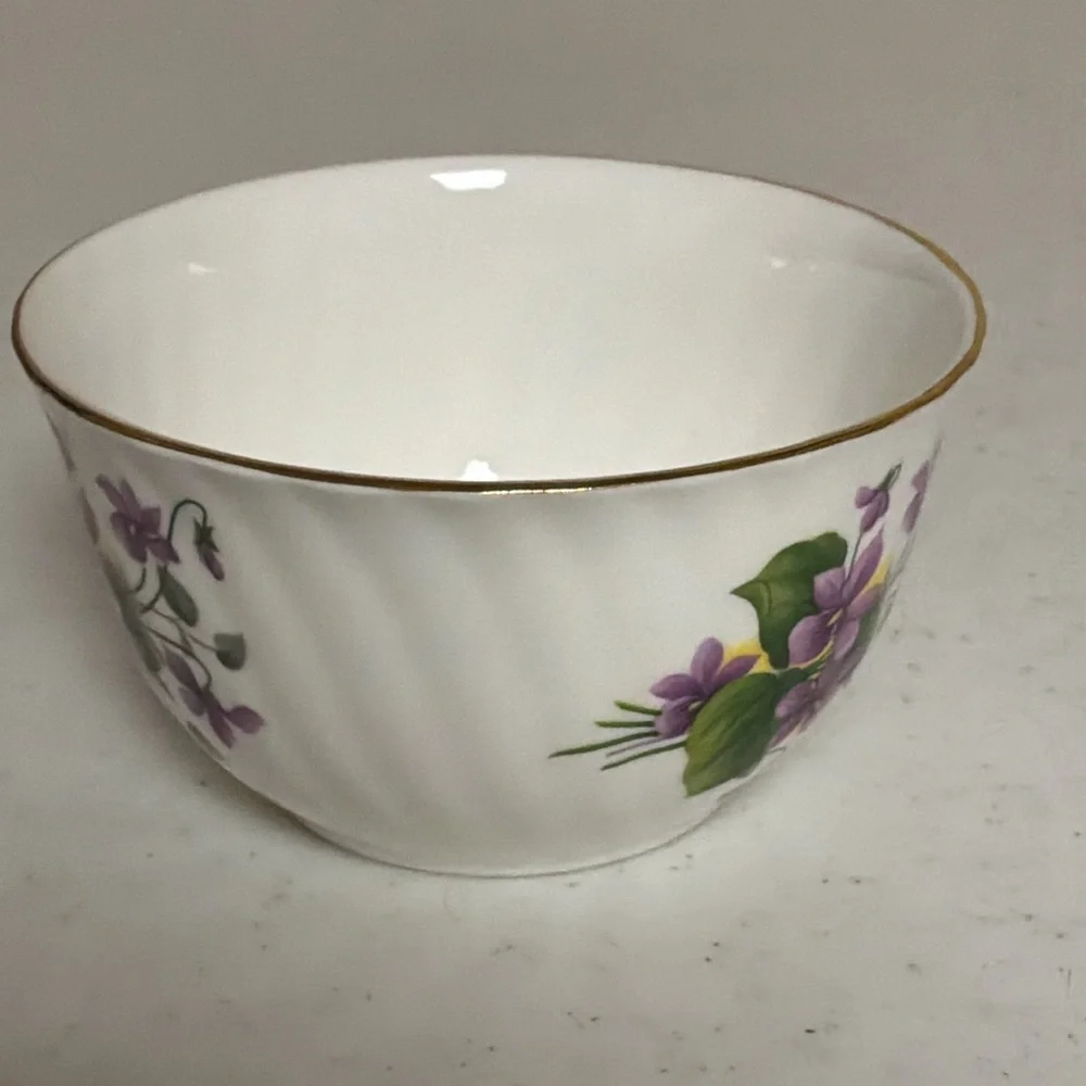 Floral Porcelain Bowl with Gold Rim